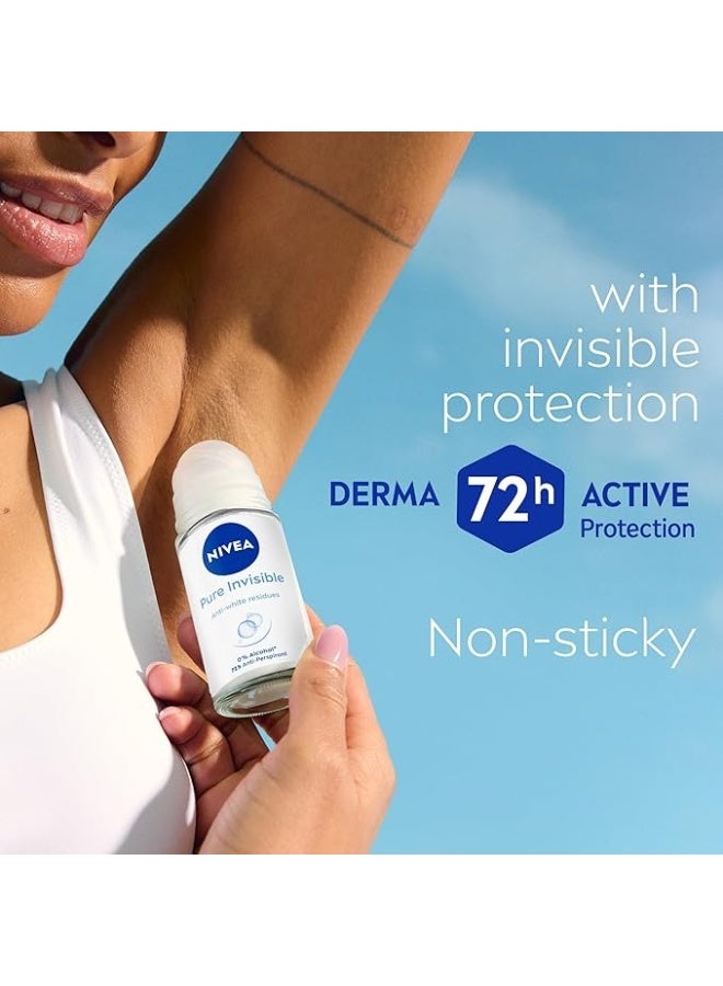 نيفيا مزيل عرق نيفيا بيور إنفيزيبل مضاد للتعرق يدوم 48 ساعة، رول أون، 50 مل - Image 3